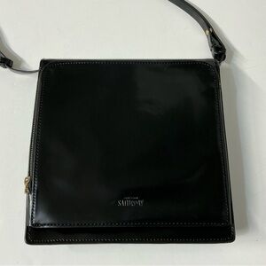 Kate Spade Saturday Double Flap Crossbody Bag-Black-Leather-Gloss Finish